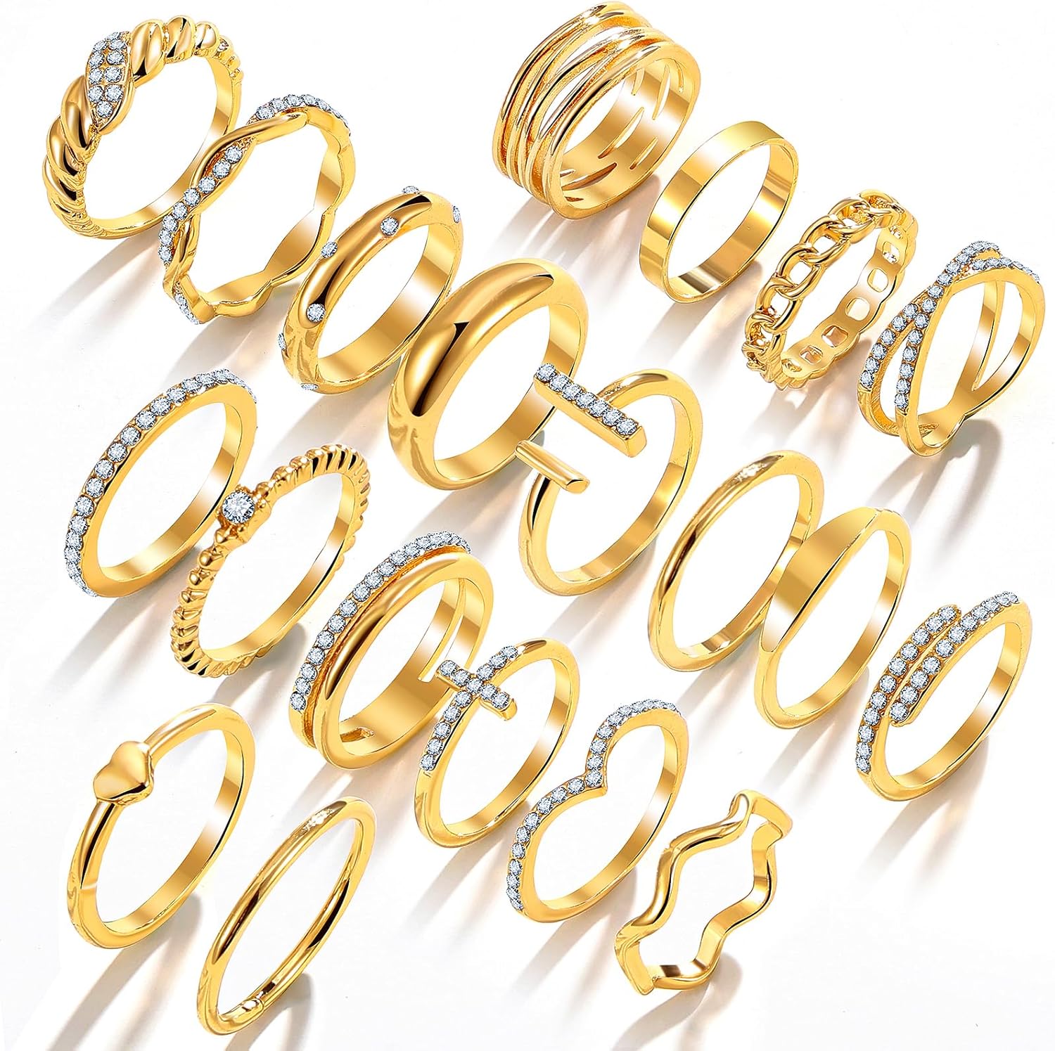 KISS WIFE Gold Silver Black Kunckle Rings Set for Women, Dainty Simple Trendy Cute Stackable Finger Rings Pack, Perfect for Stacking Layering on Thumb and Knuckle, Mixed Size, Jewelry Gift