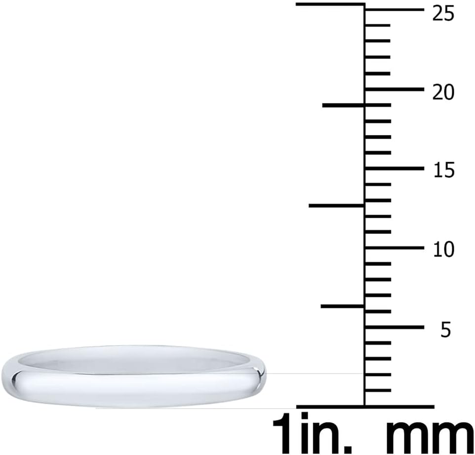 Platinum 2mm - 7mm Domed Comfort Fit Wedding Band