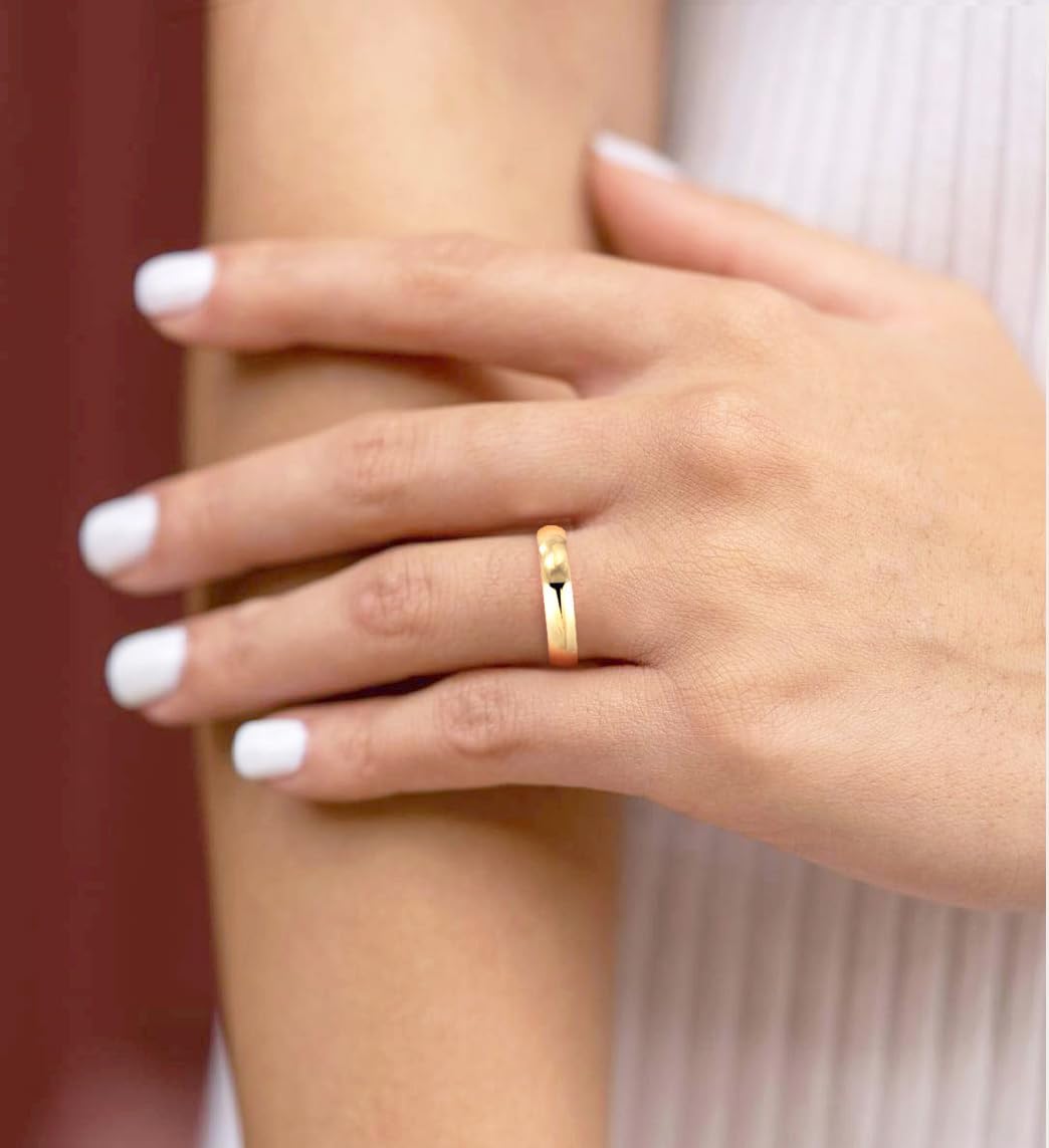 TIGRADE Titanium Ring 2mm 4mm 6mm 8mm 14k Gold Plated Wedding Band in Comfort Fit Dome Polished for Men Women Size 3-14