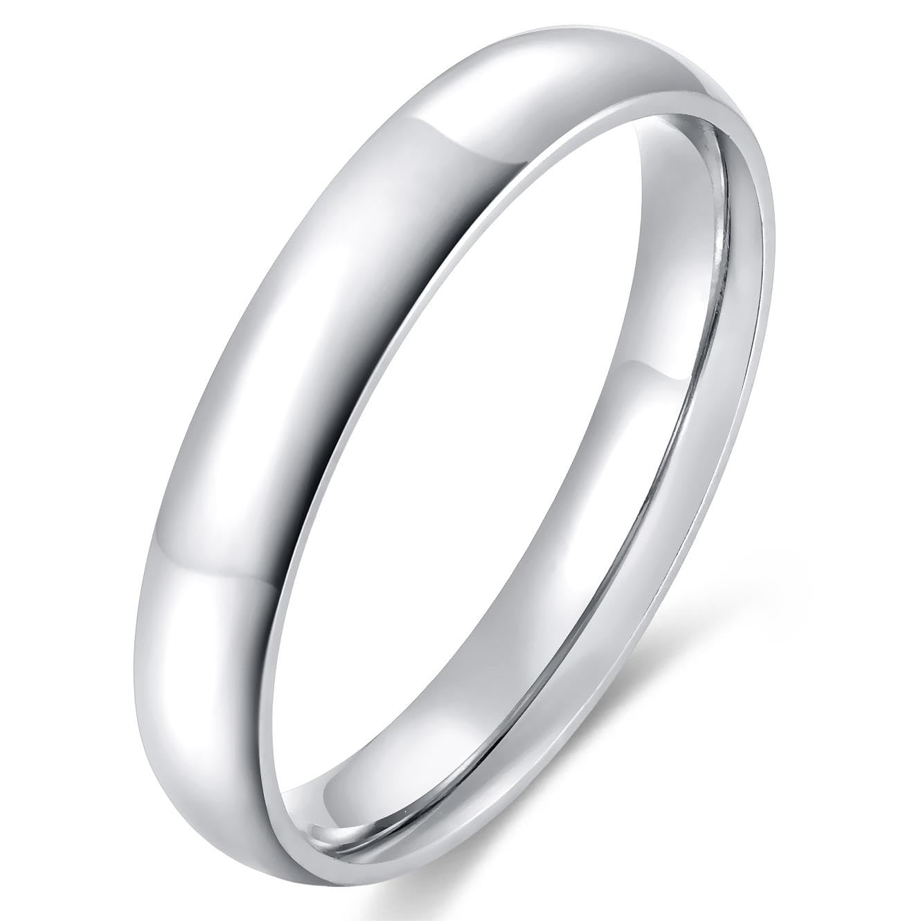 4mm 6mm Stainless Steel Ring Plain Dome High Polished Wedding Band Comfort Fit Size 4-12