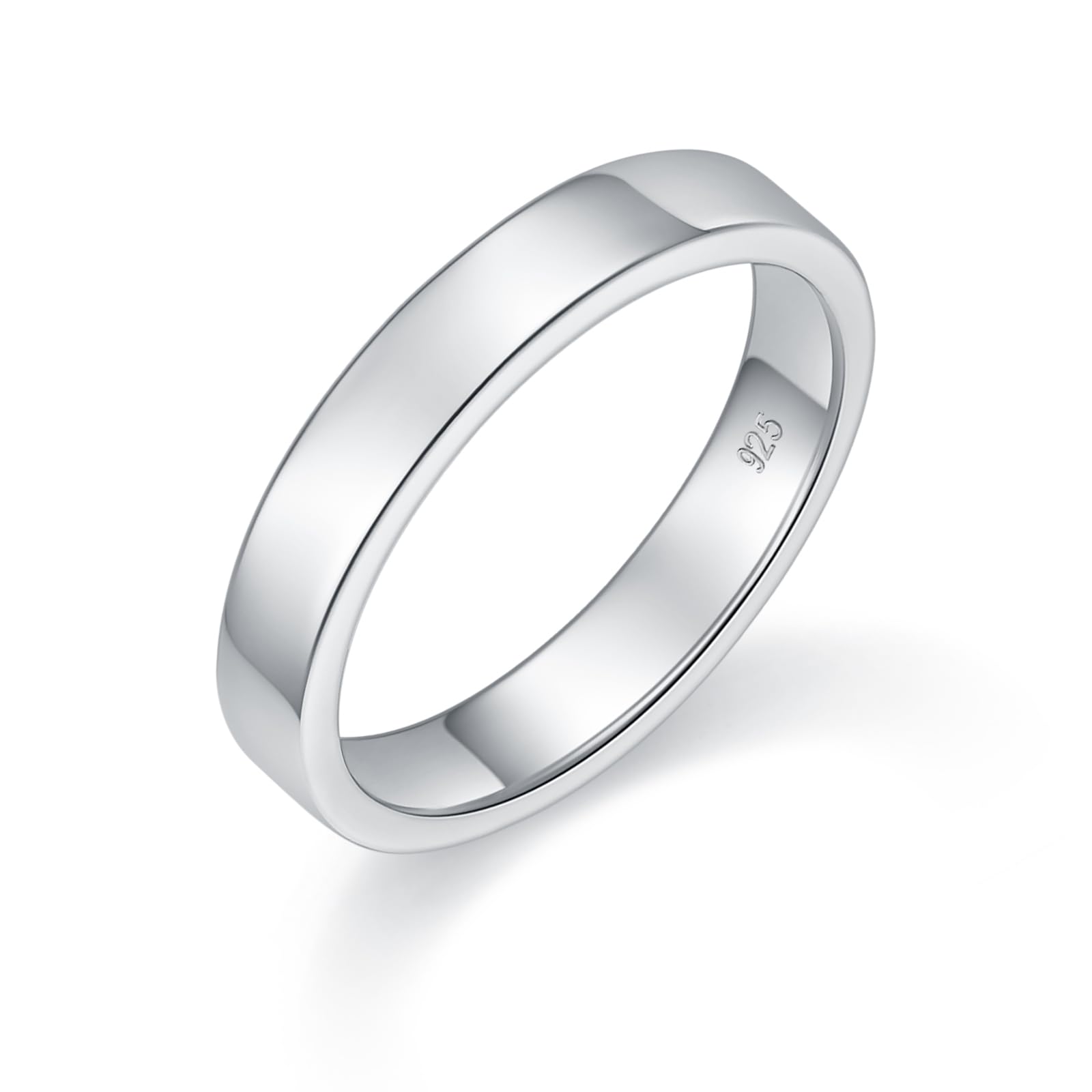 BORUO Silver Ring - 925 Sterling Silver Rings for Women - Stacking Rings - Elegant Silver Band Rings for Women and Men - Gifts for Special Occasions 4mm, 6mm Ring Size 4-15