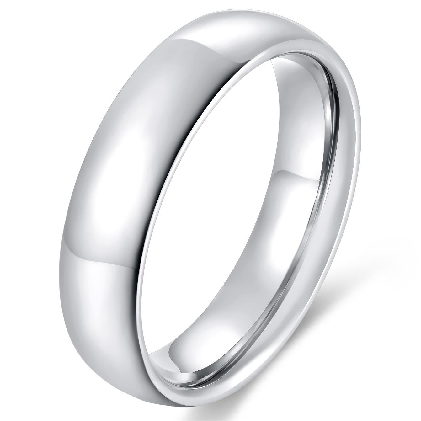 4mm 6mm Stainless Steel Ring Plain Dome High Polished Wedding Band Comfort Fit Size 4-12