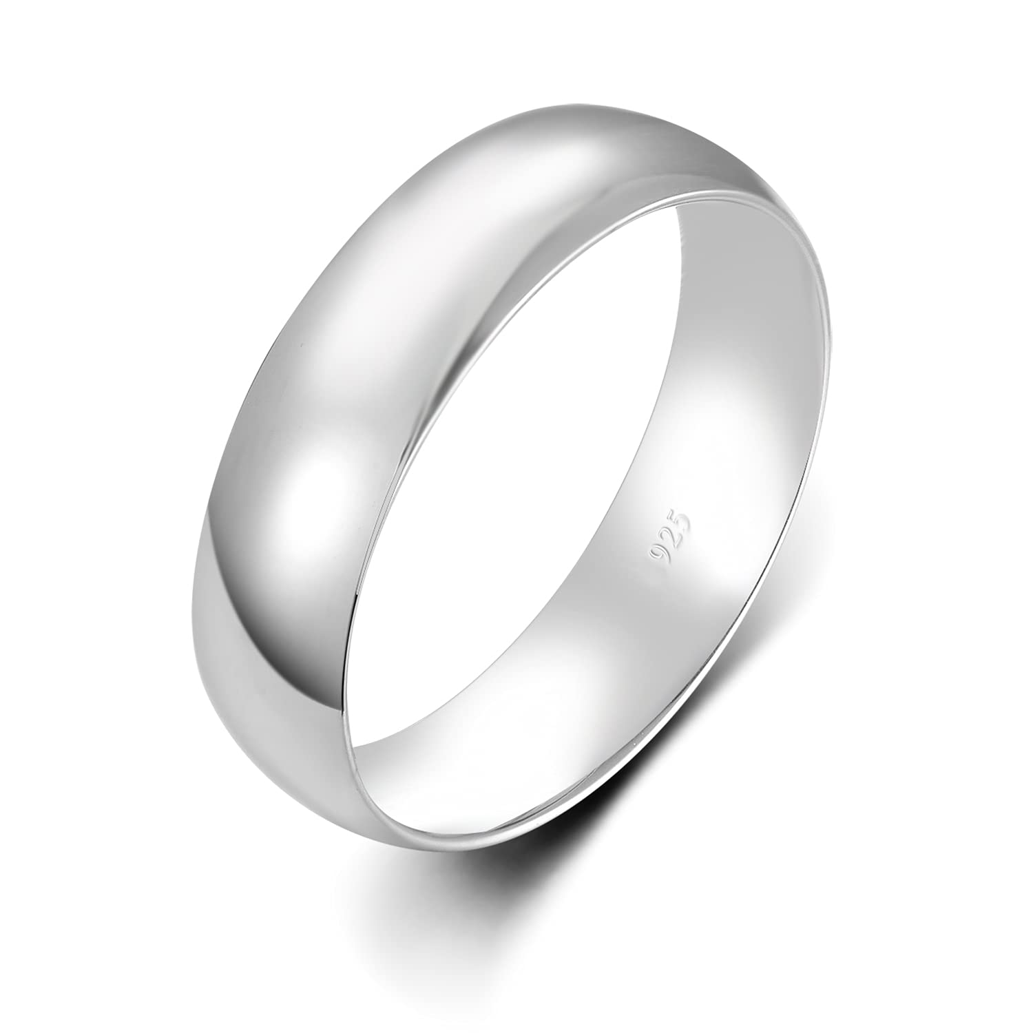 BORUO Silver Ring - 925 Sterling Silver Rings for Women - Stacking Rings - Elegant Silver Band Rings for Women and Men - Gifts for Special Occasions 4mm, 6mm Ring Size 4-15