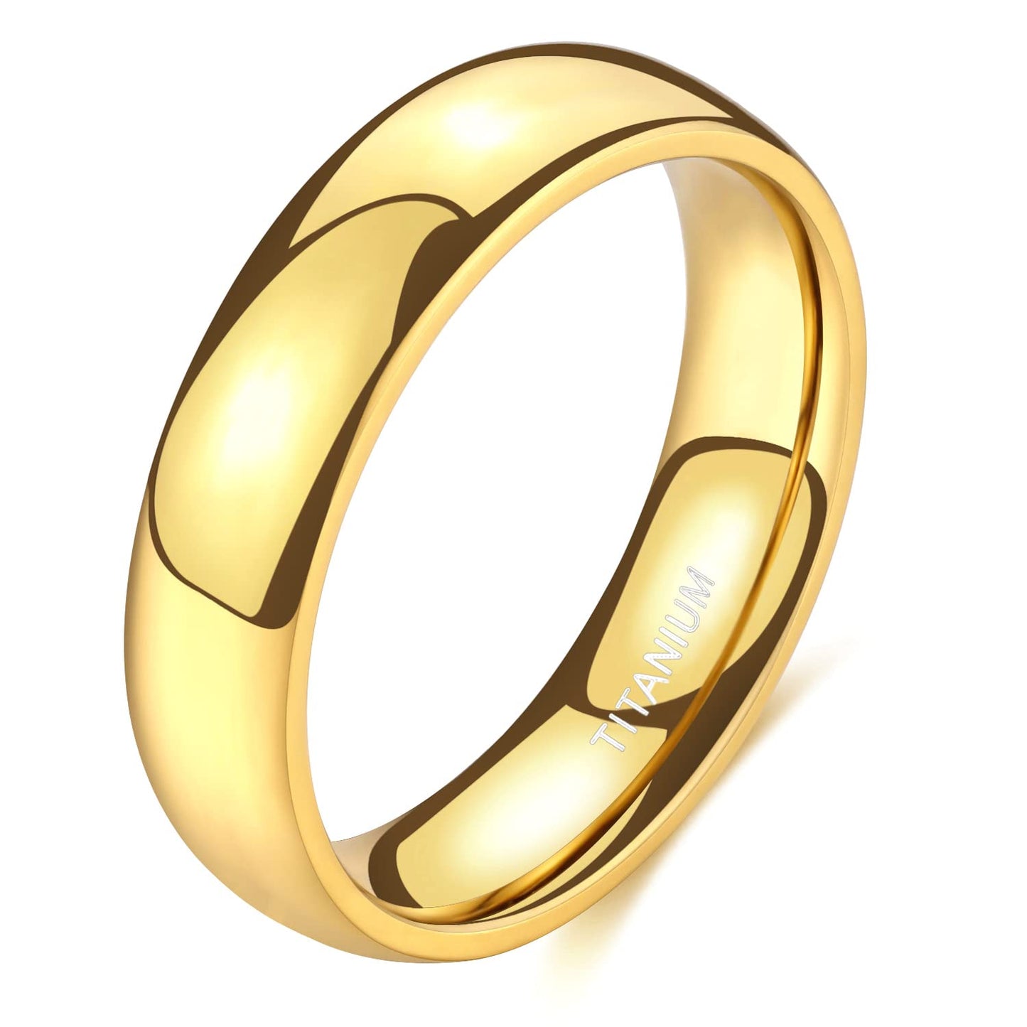 TIGRADE Titanium Ring 2mm 4mm 6mm 8mm 14k Gold Plated Wedding Band in Comfort Fit Dome Polished for Men Women Size 3-14
