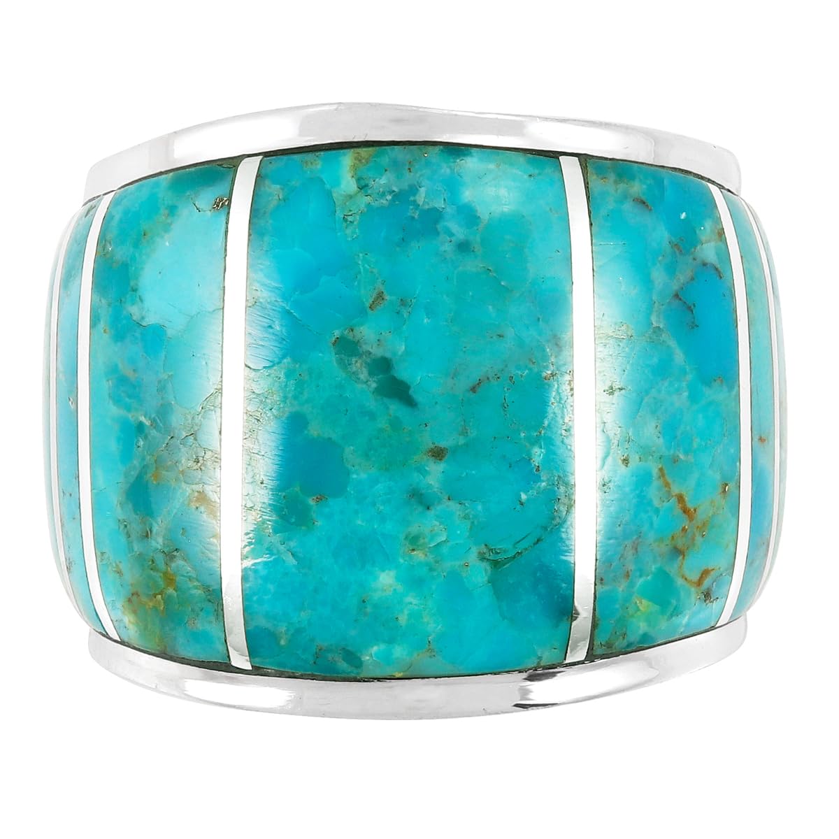 Turquoise Network Wide Statement Ring in Sterling Silver Genuine Gemstones & Gemstones (SELECT color)