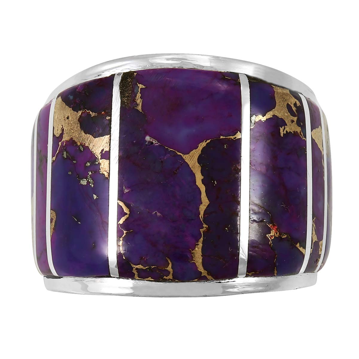 Turquoise Network Wide Statement Ring in Sterling Silver Genuine Gemstones & Gemstones (SELECT color)