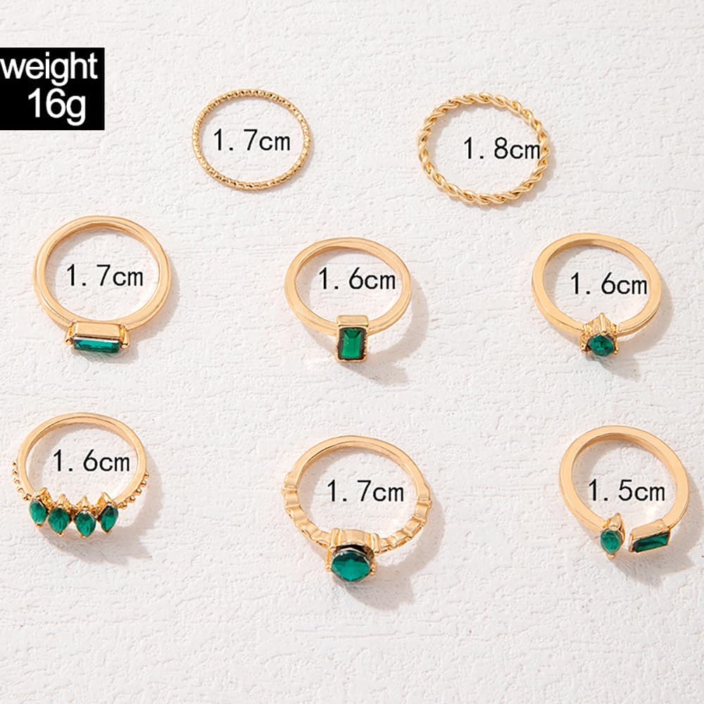 Boho Cubic Zirconia Stackable Rings for Women Dainty Crystal Knuckle Ring Set 8Pcs Vintage Gold Silver Statement Wedding Engagement Rings Pack