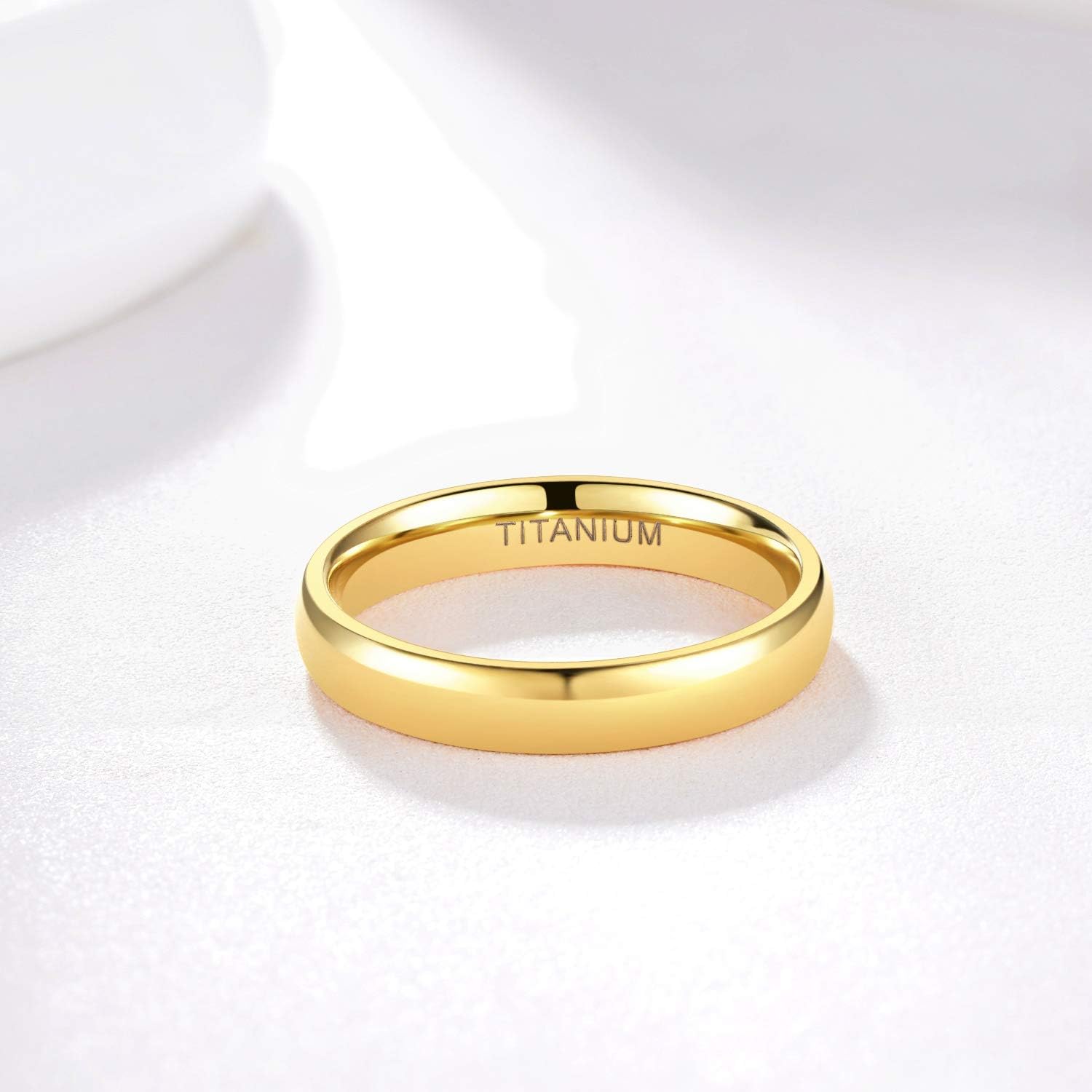TIGRADE Titanium Ring 2mm 4mm 6mm 8mm 14k Gold Plated Wedding Band in Comfort Fit Dome Polished for Men Women Size 3-14