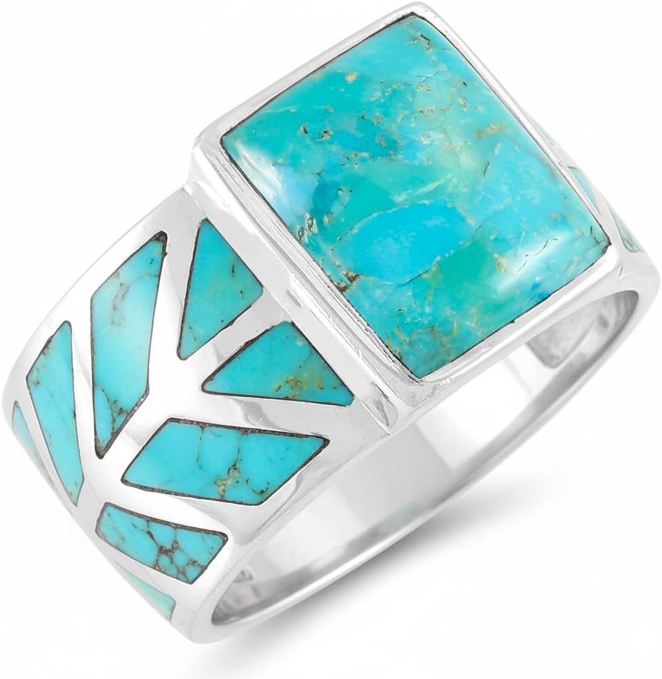 Turquoise Ring Sterling Silver 925 Size 6 to 11