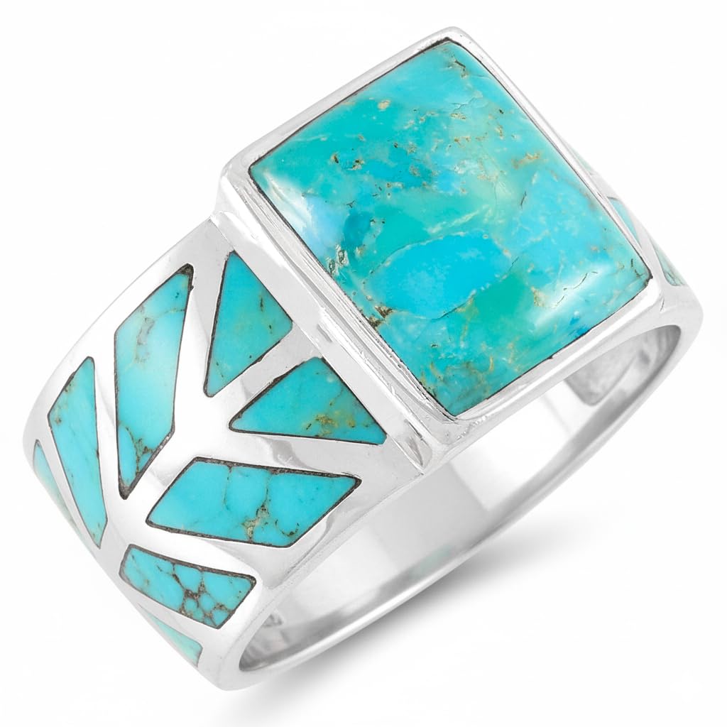 Turquoise Ring Sterling Silver 925 Size 6 to 11