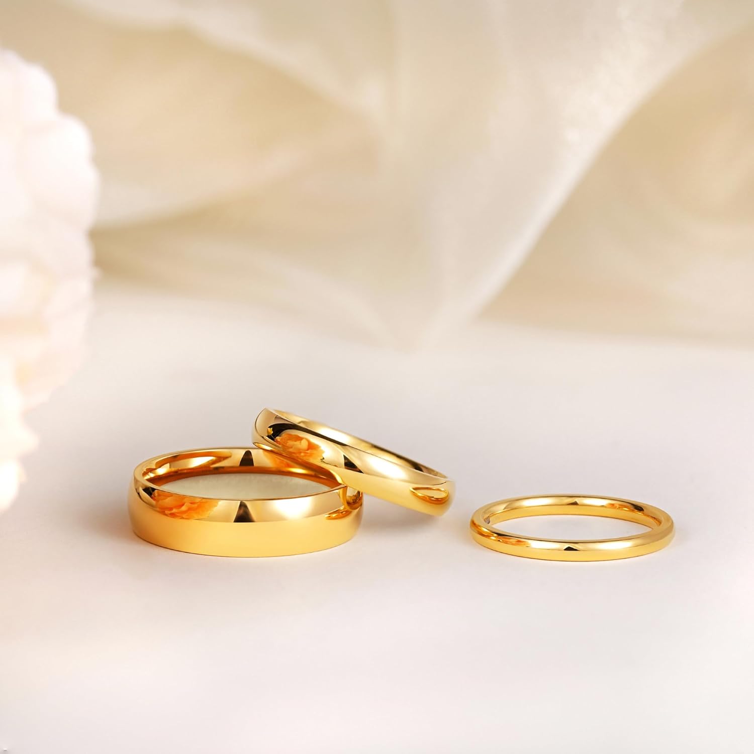 TIGRADE Titanium Ring 2mm 4mm 6mm 8mm 14k Gold Plated Wedding Band in Comfort Fit Dome Polished for Men Women Size 3-14