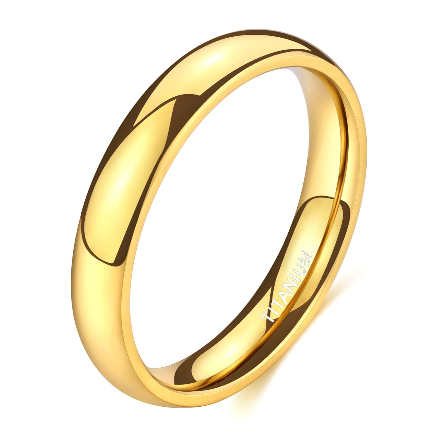 TIGRADE Titanium Ring 2mm 4mm 6mm 8mm 14k Gold Plated Wedding Band in Comfort Fit Dome Polished for Men Women Size 3-14