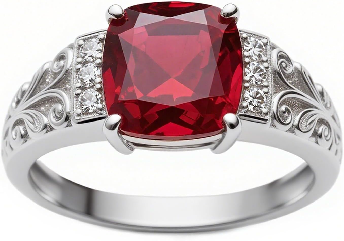 Customizable Birthstone Rings for Women, 925 Sterling Silver Created Gemstone 5A Cubic Zirconia Cushion/Marquise Engagement Ring, 1ct Halo Promise Rings for Her Anniversary Wedding Jewerly