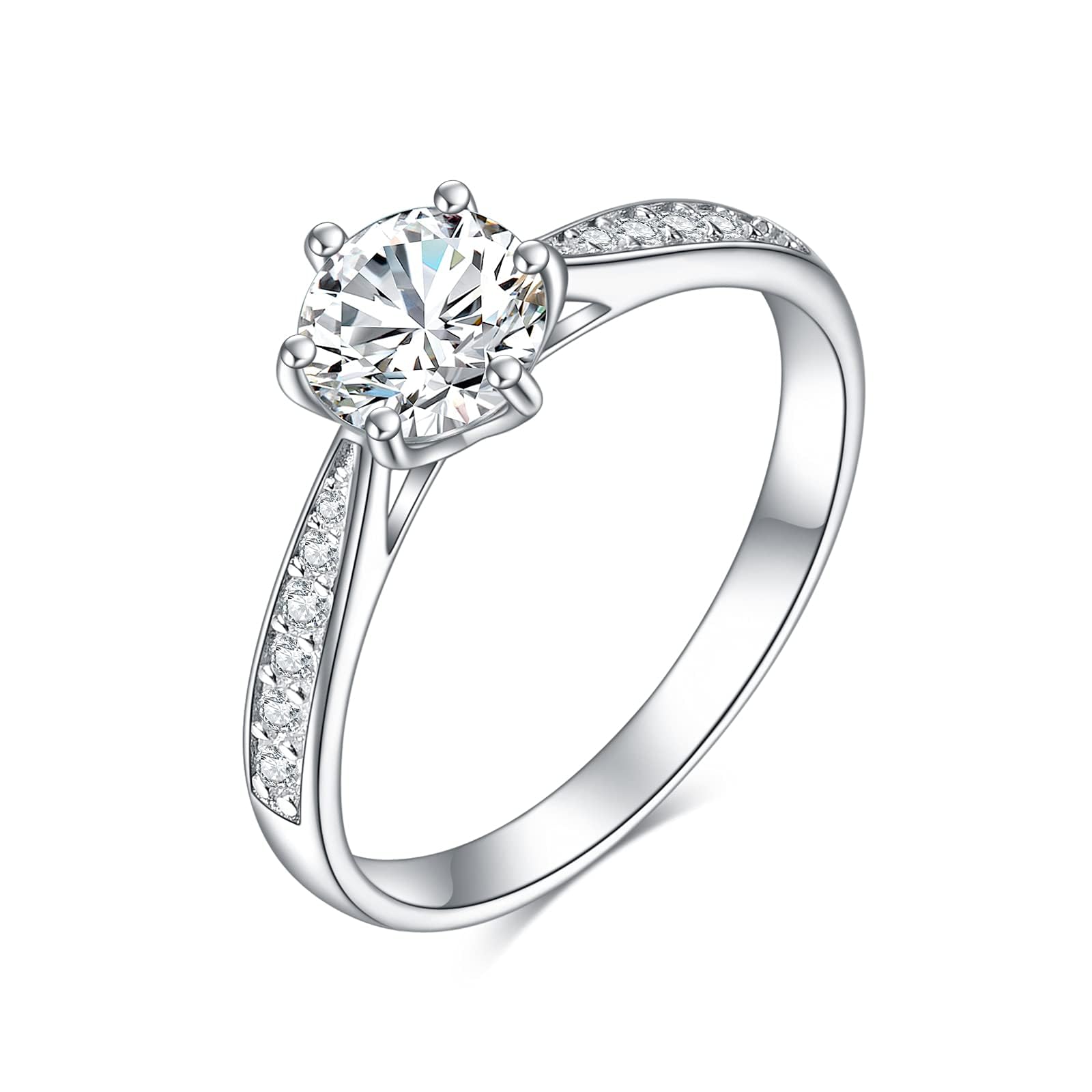 DIYA 1CT Moissanite Engagement Ring 14k Gold Plated Moissanite Wedding Rings for Women 4-Prong-Setting Promise Ring for Her Anniversary Valentine's Day Gifts for Wife Girlfriend Bride
