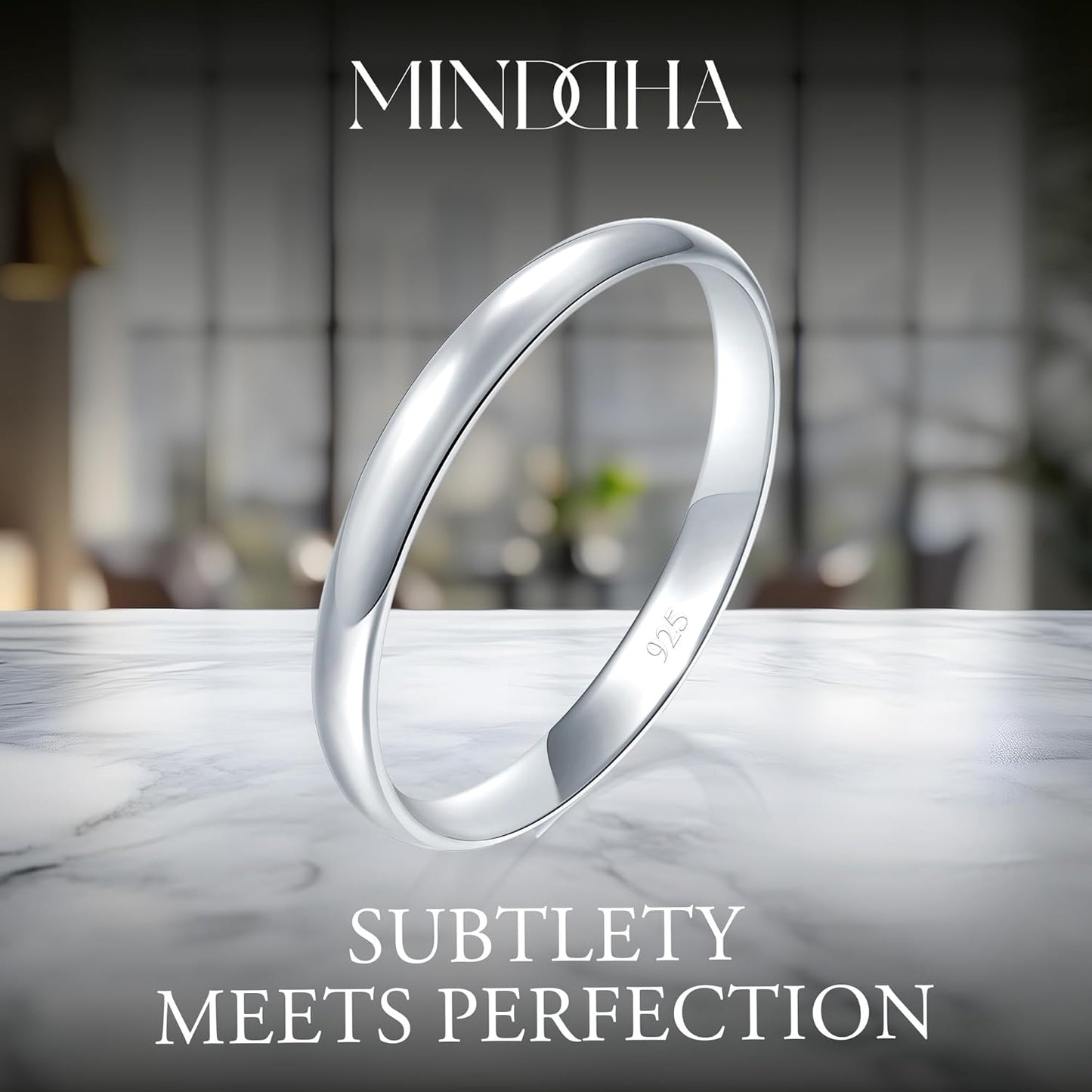 Minddha Sterling Silver Wedding Band - 925 Pure Silver Ring for Women & Men | Elegant Band for Special Occasions