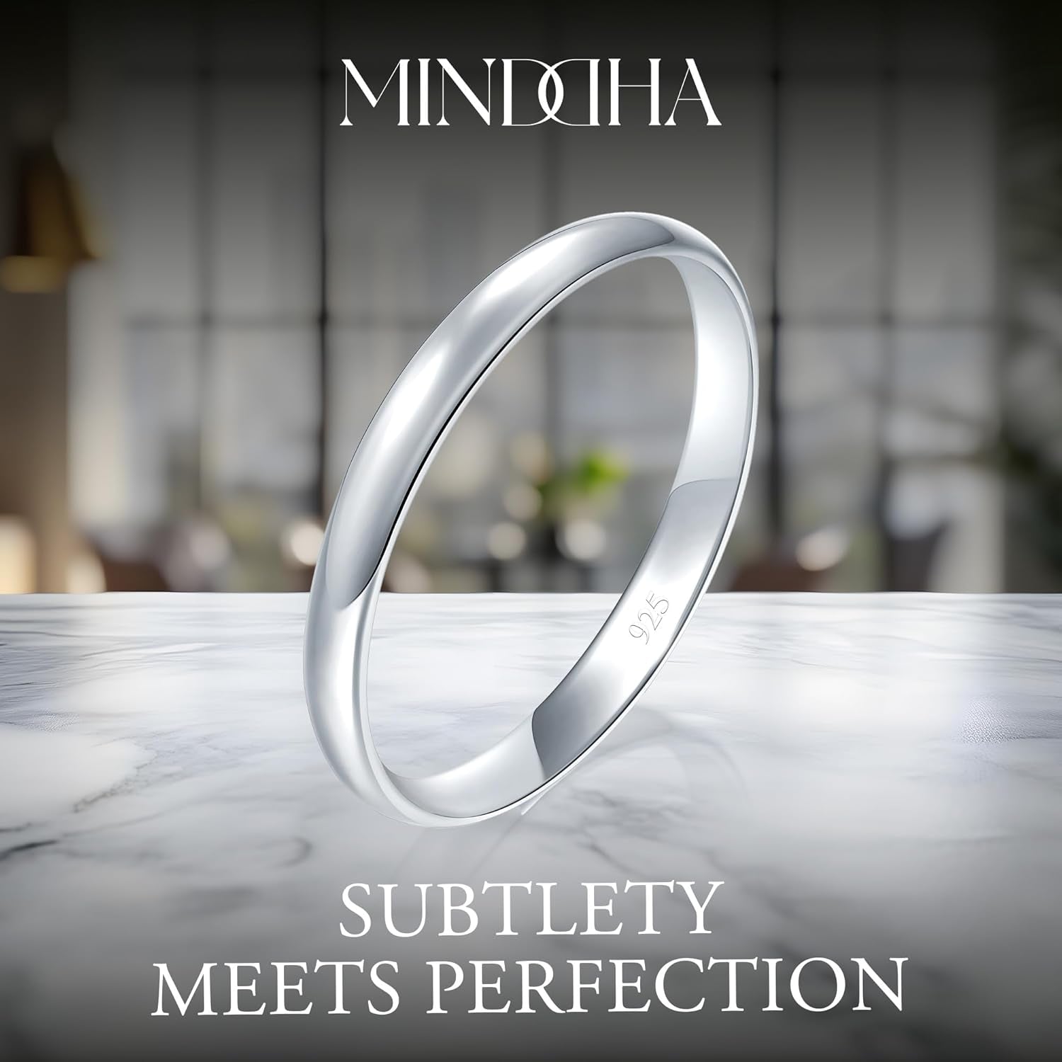 Minddha Sterling Silver Wedding Band - 925 Pure Silver Ring for Women & Men | Elegant Band for Special Occasions