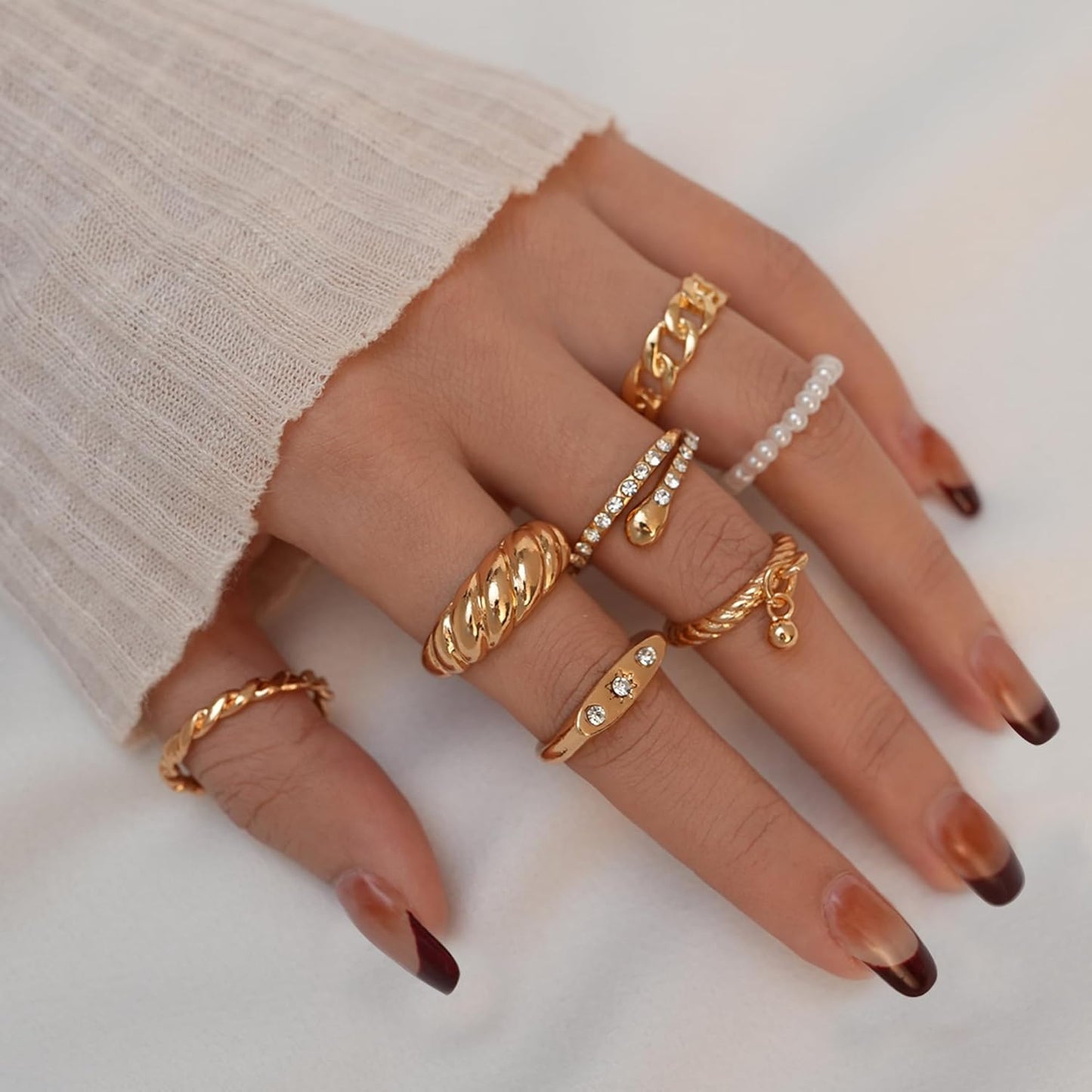 YEEZII 68 Pcs Gold Knuckle Rings Set for Women, Stackable Boho Joint Finger Midi Rings Silver Hollow Carved Crystal Stacking Ring Pack for Gift