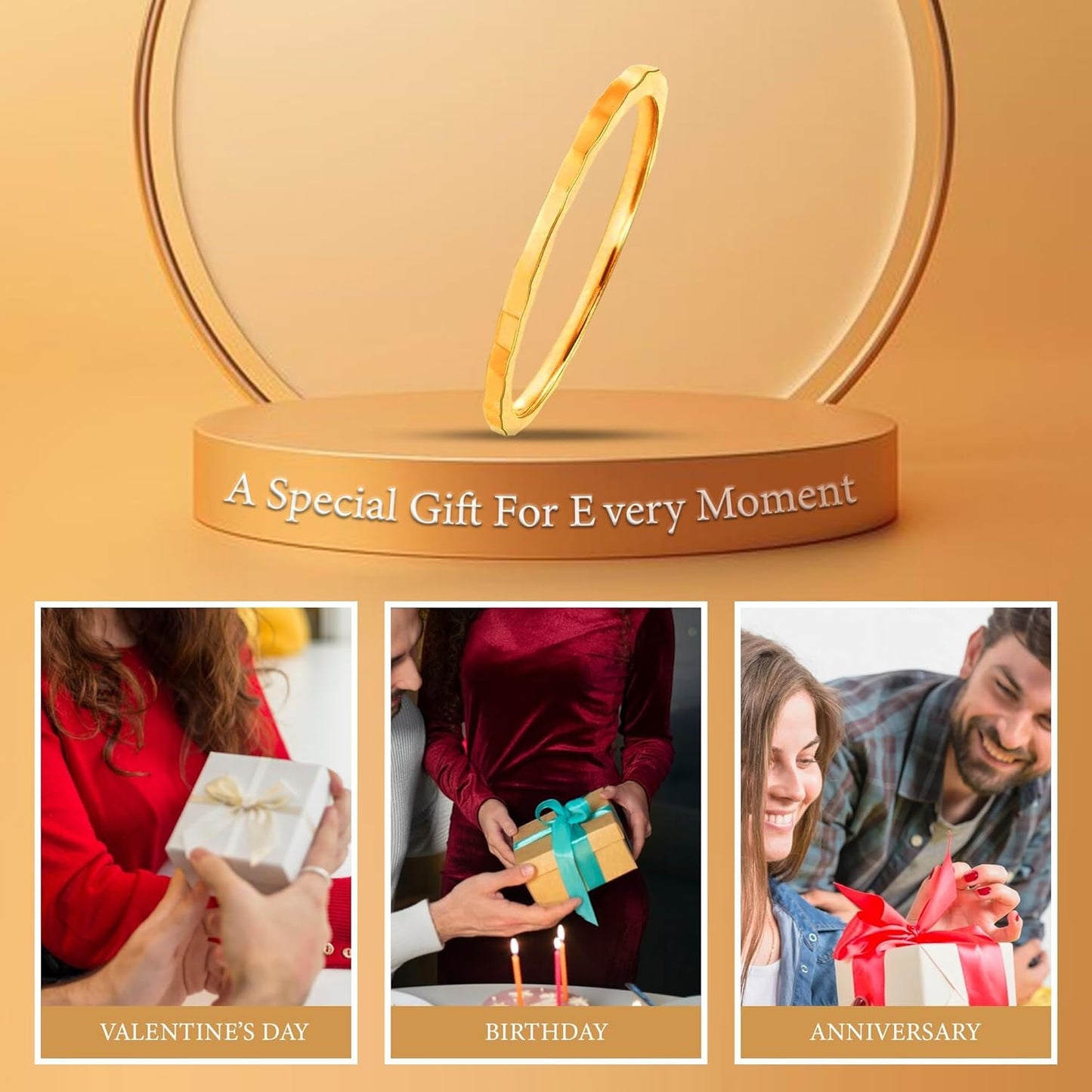 Takar Wedding Bands for Couples Dainty 10k Solid Yellow, White & Rose Gold Rings, 1mm Thin, Stackable Wedding Bands for Women, Sizes 4–12, Tarnish Free Gold Rings, Gold Band Ring