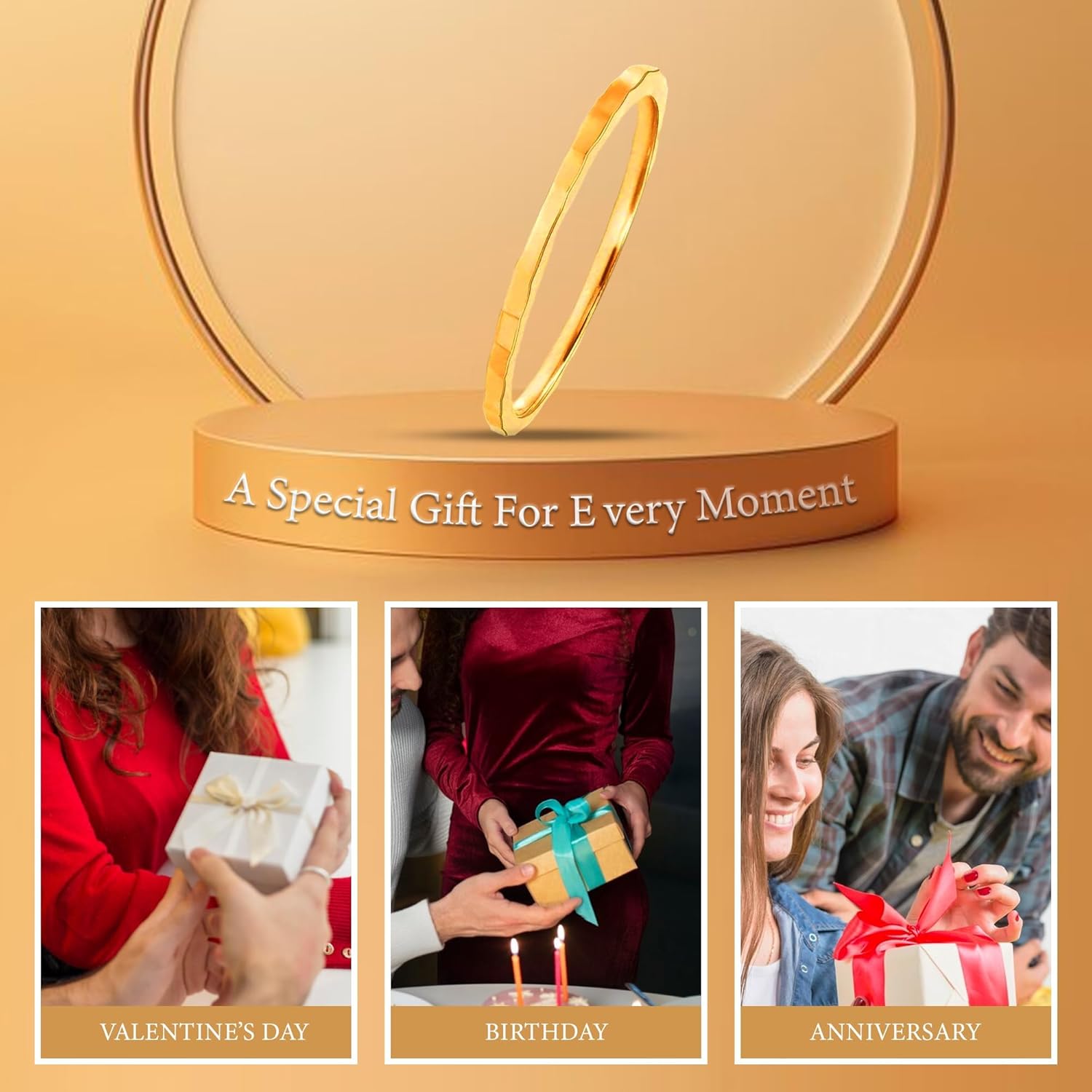 Takar Wedding Bands for Couples Dainty 10k Solid Yellow, White & Rose Gold Rings, 1mm Thin, Stackable Wedding Bands for Women, Sizes 4–12, Tarnish Free Gold Rings, Gold Band Ring