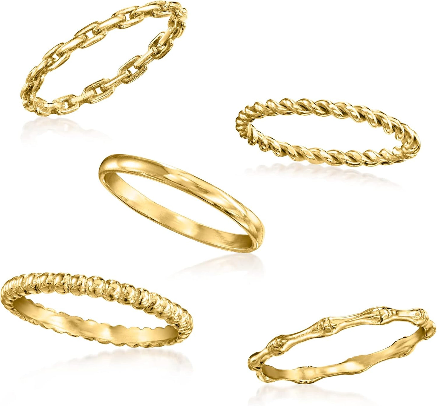 Ross-Simons 18kt Gold Over Sterling Jewelry Set: 5 Stackable Rings