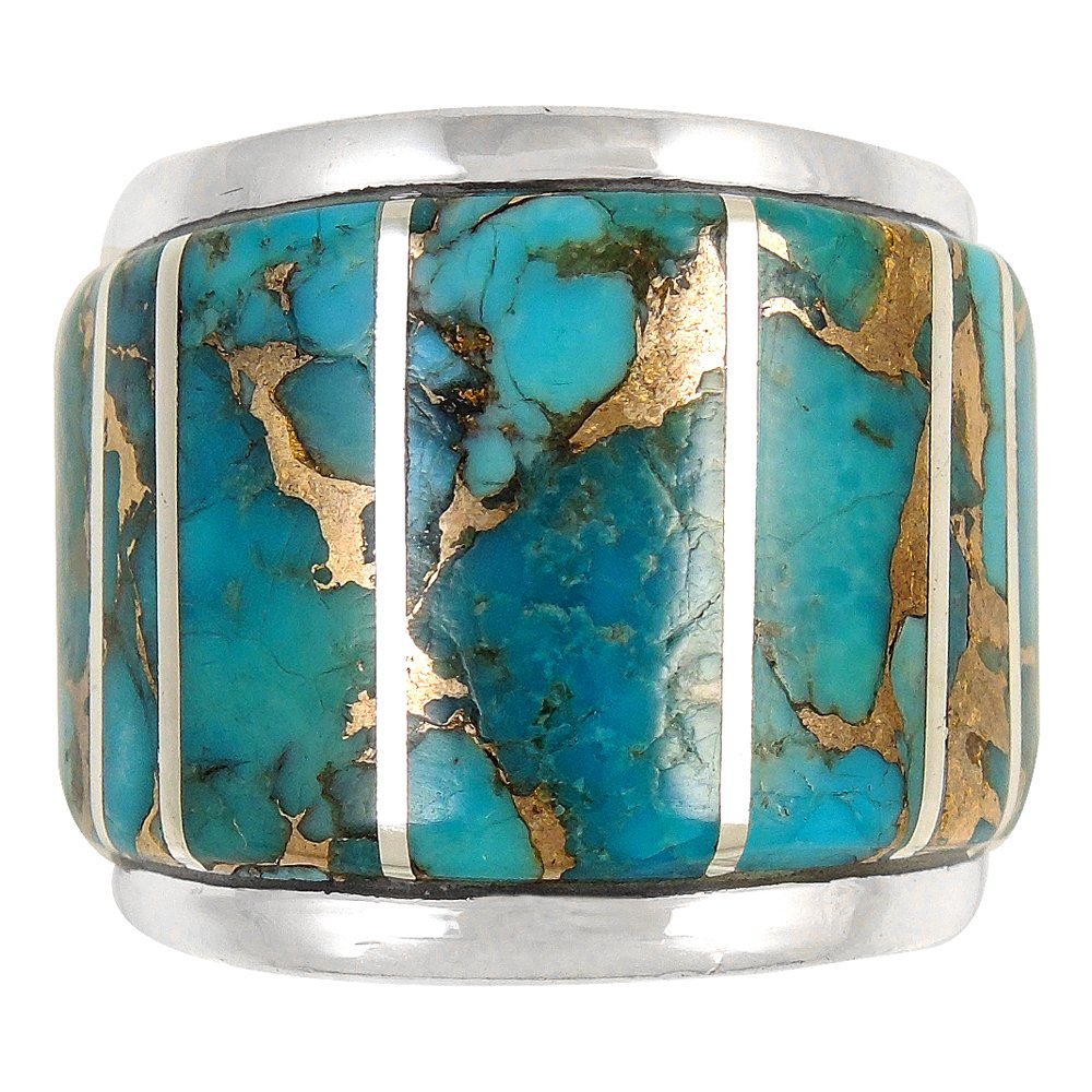 Turquoise Network Wide Statement Ring in Sterling Silver Genuine Gemstones & Gemstones (SELECT color)
