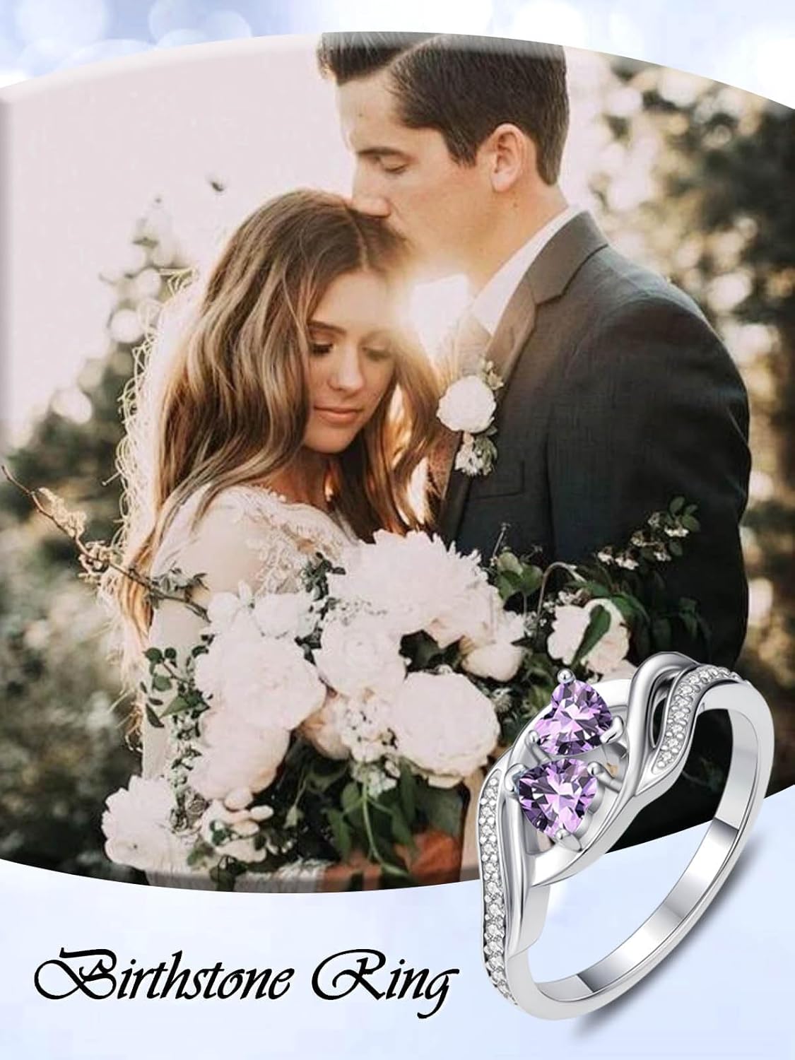 Birthstone Rings for Women Heart Statemet Engagement Eternity Wedding Promise Rings Infinity Jewelry Anniversary Christmas Valentine Mothers Day Birthday Gifts for Women Wife Her Girlfriend