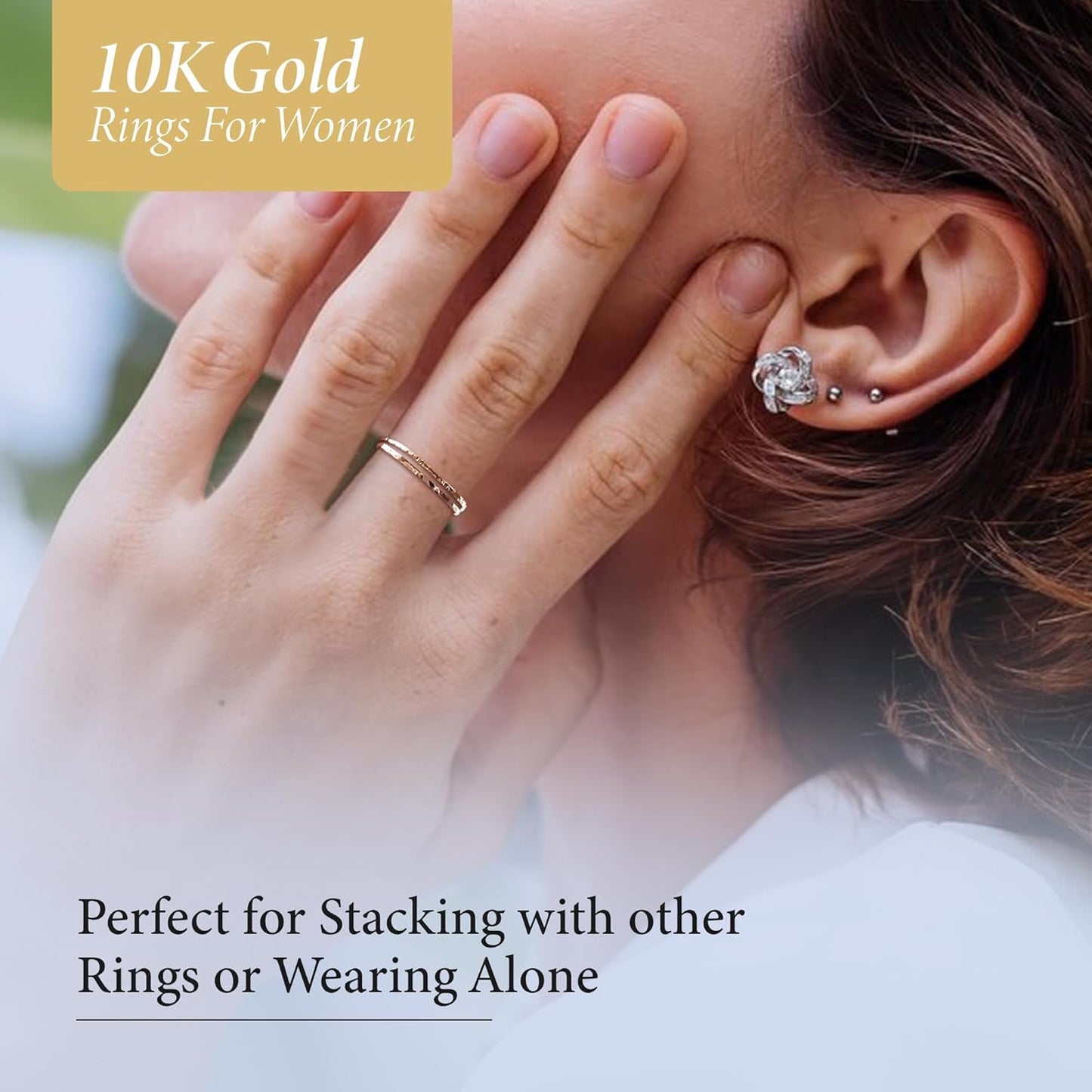 Takar Wedding Bands for Couples Dainty 10k Solid Yellow, White & Rose Gold Rings, 1mm Thin, Stackable Wedding Bands for Women, Sizes 4–12, Tarnish Free Gold Rings, Gold Band Ring