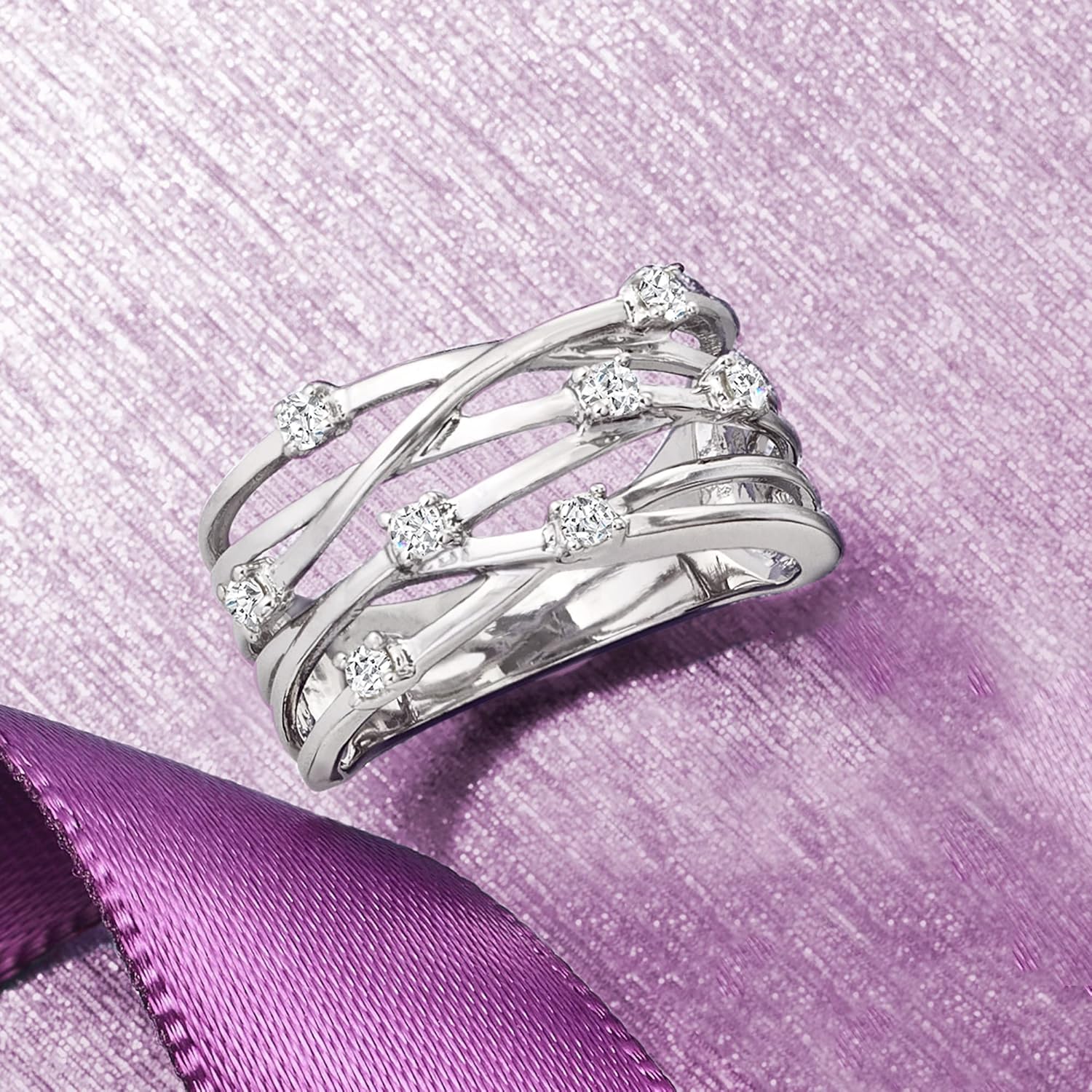 Ross-Simons 0.25 ct. t.w. Diamond Highway Ring in Sterling Silver