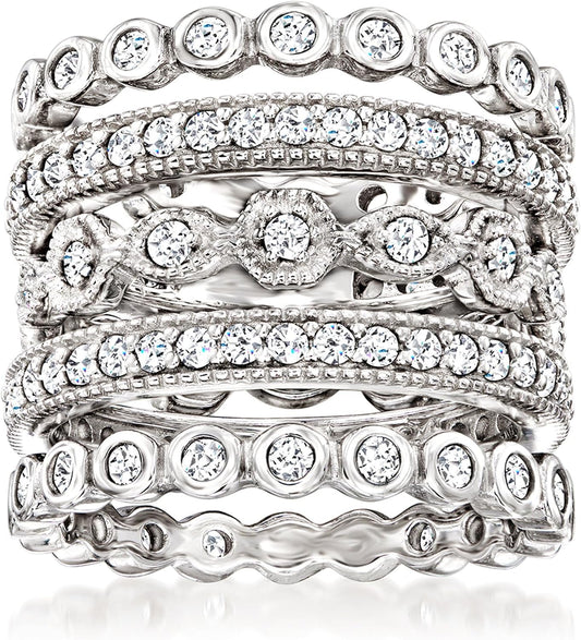 Ross-Simons 2.50 ct. t.w. CZ Jewelry Set: 5 Eternity Bands in Sterling Silver