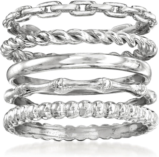 Ross-Simons Sterling Silver Jewelry Set: 5 Stackable Rings