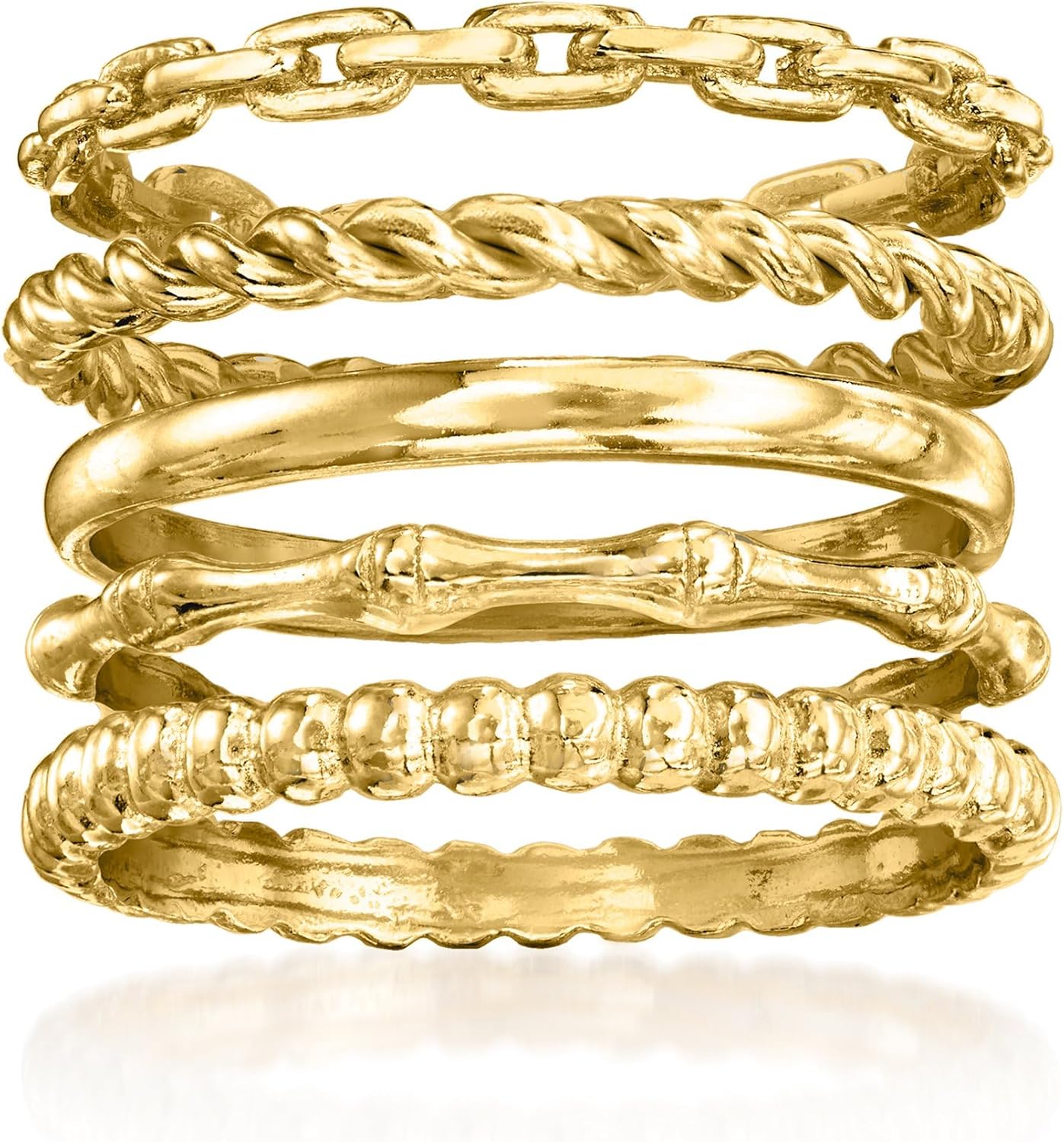 Ross-Simons 18kt Gold Over Sterling Jewelry Set: 5 Stackable Rings