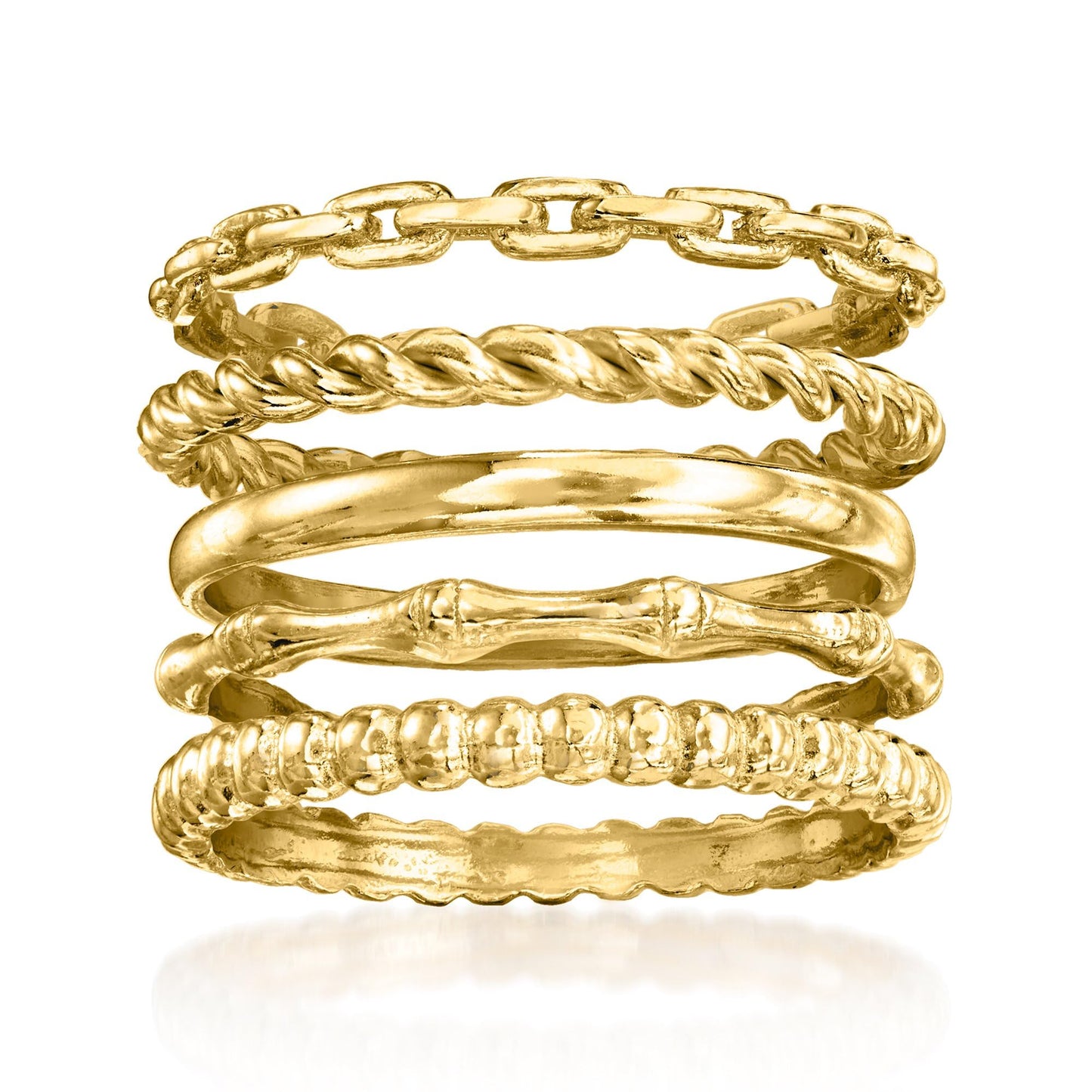 Ross-Simons 18kt Gold Over Sterling Jewelry Set: 5 Stackable Rings